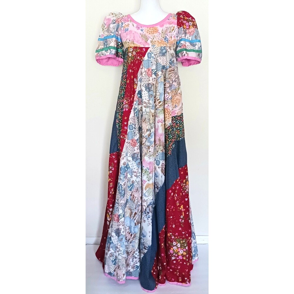 RARE Lord & Taylor VTG Young New Yorker Shop Multi Cotton Patchwork Maxi XS/S